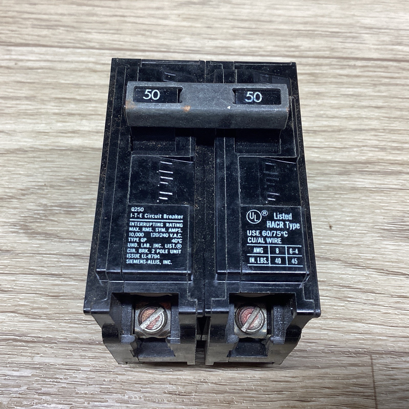 ITE Q250 2 POLE QP 50 AMP CIRCUIT BREAKER #800PT142*CO