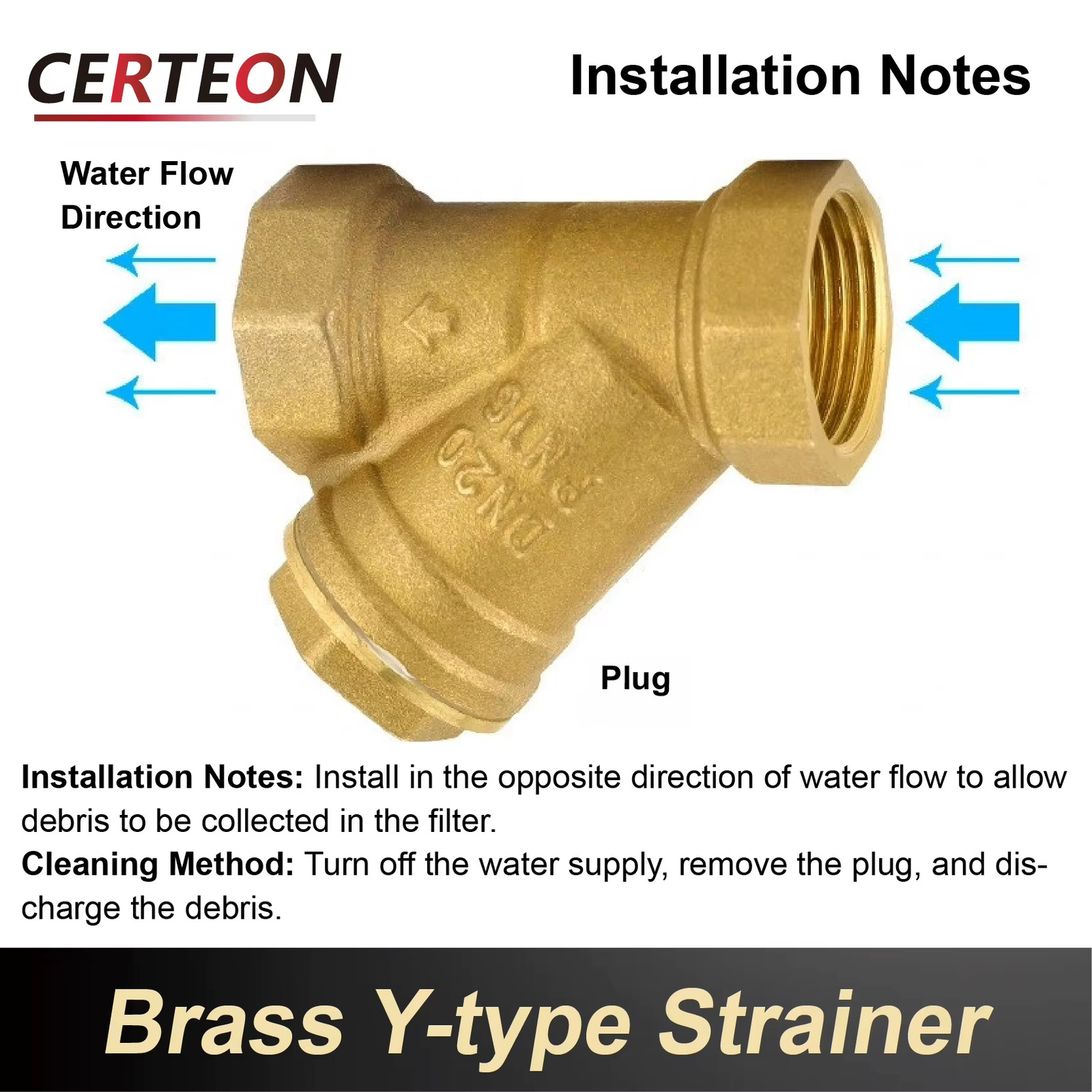 Inline Brass Y Strainer Valve Threaded Female PN16 Sediment Filter with SS Mesh