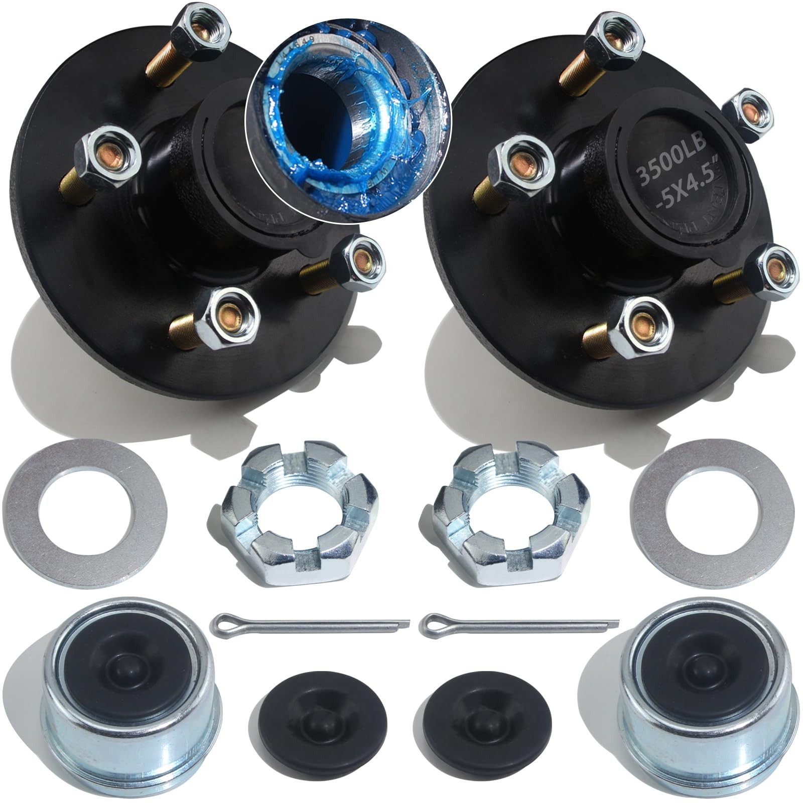 2Sets 3500Lb Trailer Idler Hub Kits 5 Bolt 4.5, Trailer Idler 5 Lug Hub Kits …