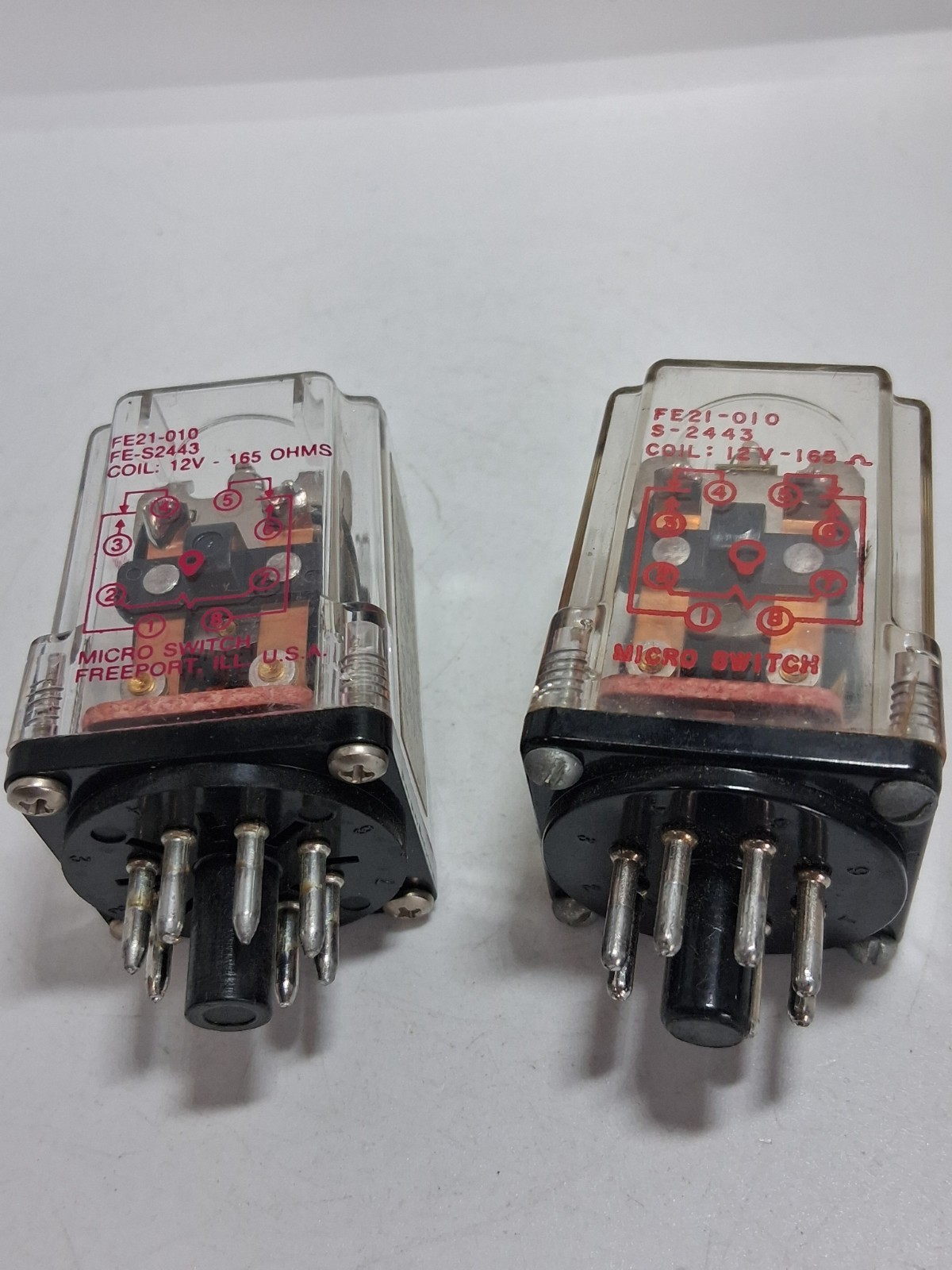 MICRO SWITCH FE21-010 RELAY 12V COIL 165 OHMS (LOT OF 2)