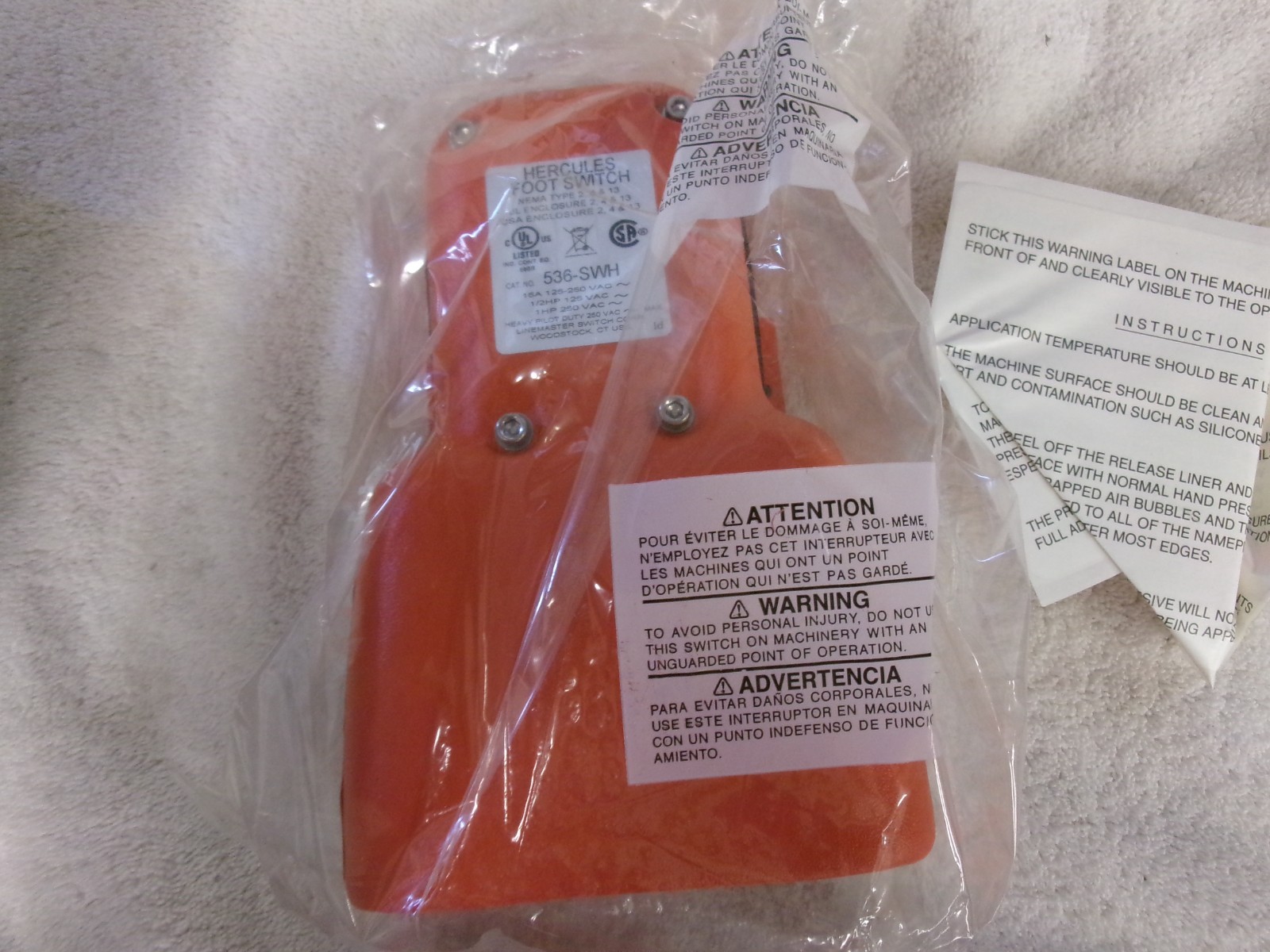 NIB Linemaster Switch Corp Hercules Foot Switch 536-SWH