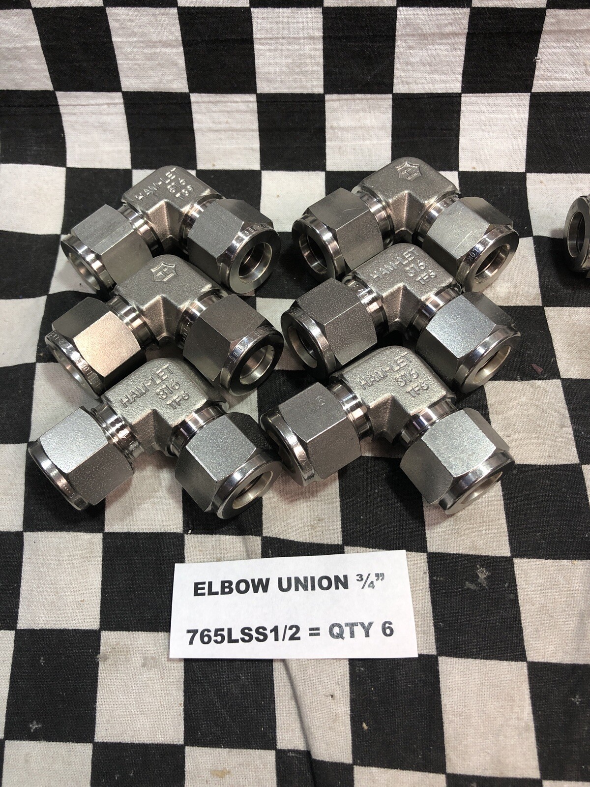LOT OF 9 HAM LET TEE UNION ELBOW 1/2″, 765LSS1/2, 764LSS1/2, 774LSS1/2 #120Q7