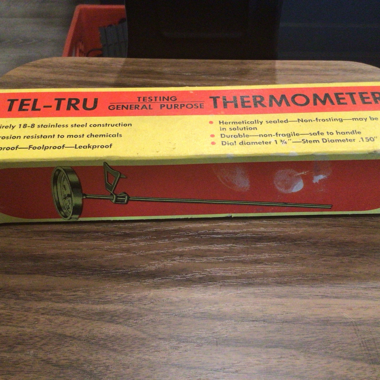 Tel-Tru Thermometer 50-400 Stem, 8”