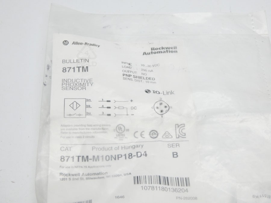 ALLEN BRADLEY 871TM-M10NP18-D4 SER. B 10-30VDC NSMP