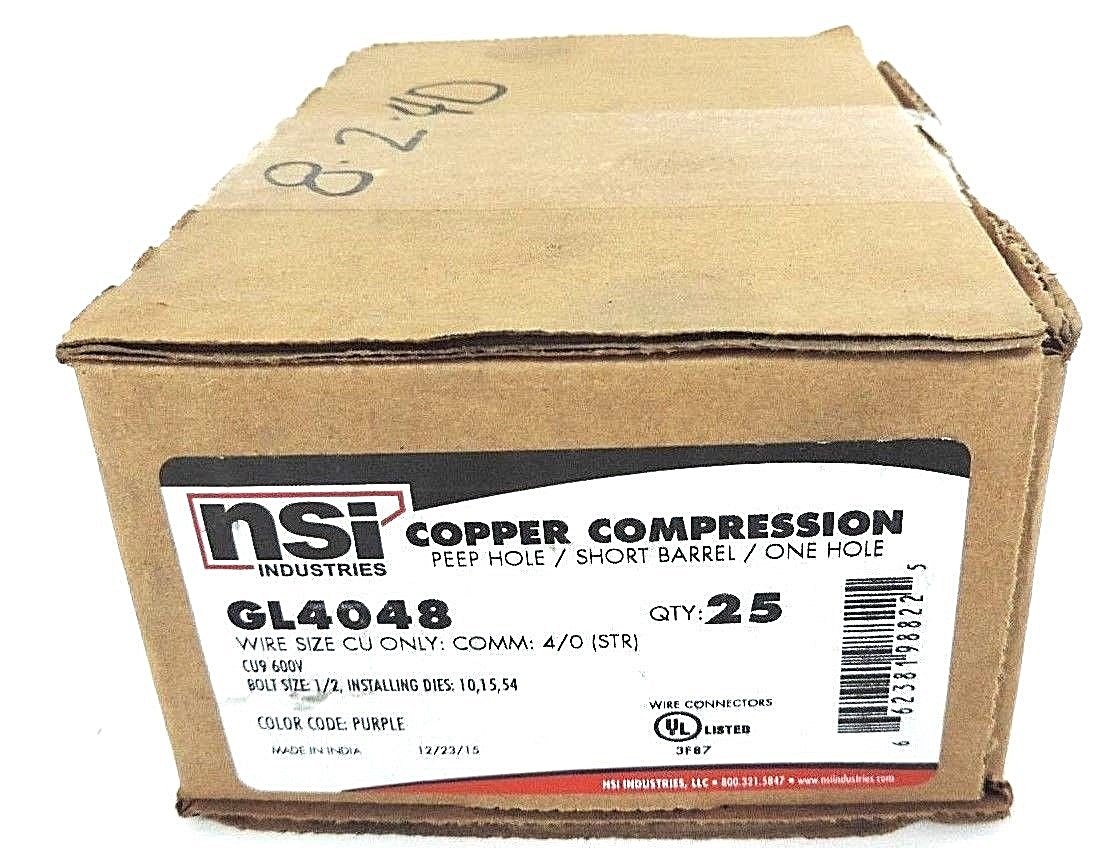 NIB NSI GL4048 COPPER COMPRESSION PEEP HOLE, SHORT BARREL, ONE HOLE – QTY 25