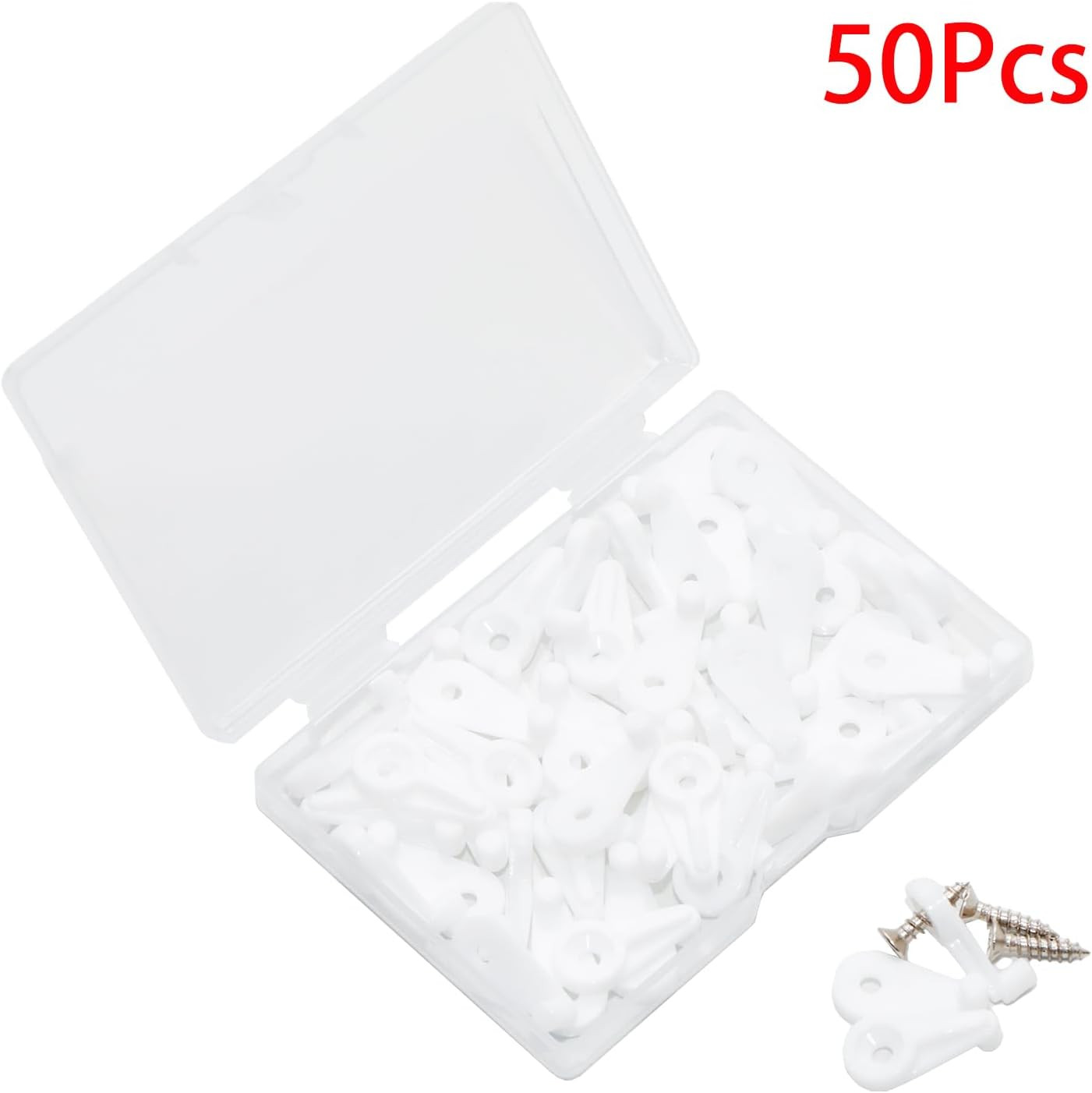 50 Pack Glass Retainer Clips Kit, White Window Screen Clips, 4-5mm Glass Cabinet