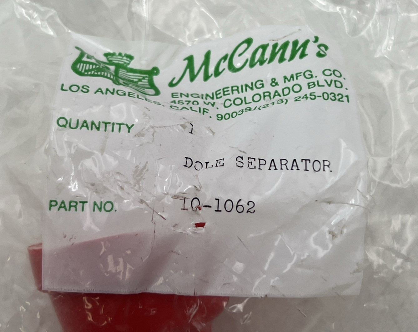 MCCANN’S 10-1062 DOLE SEPARATOR SODA SYRUP FROM CARBONATED WATER NEW