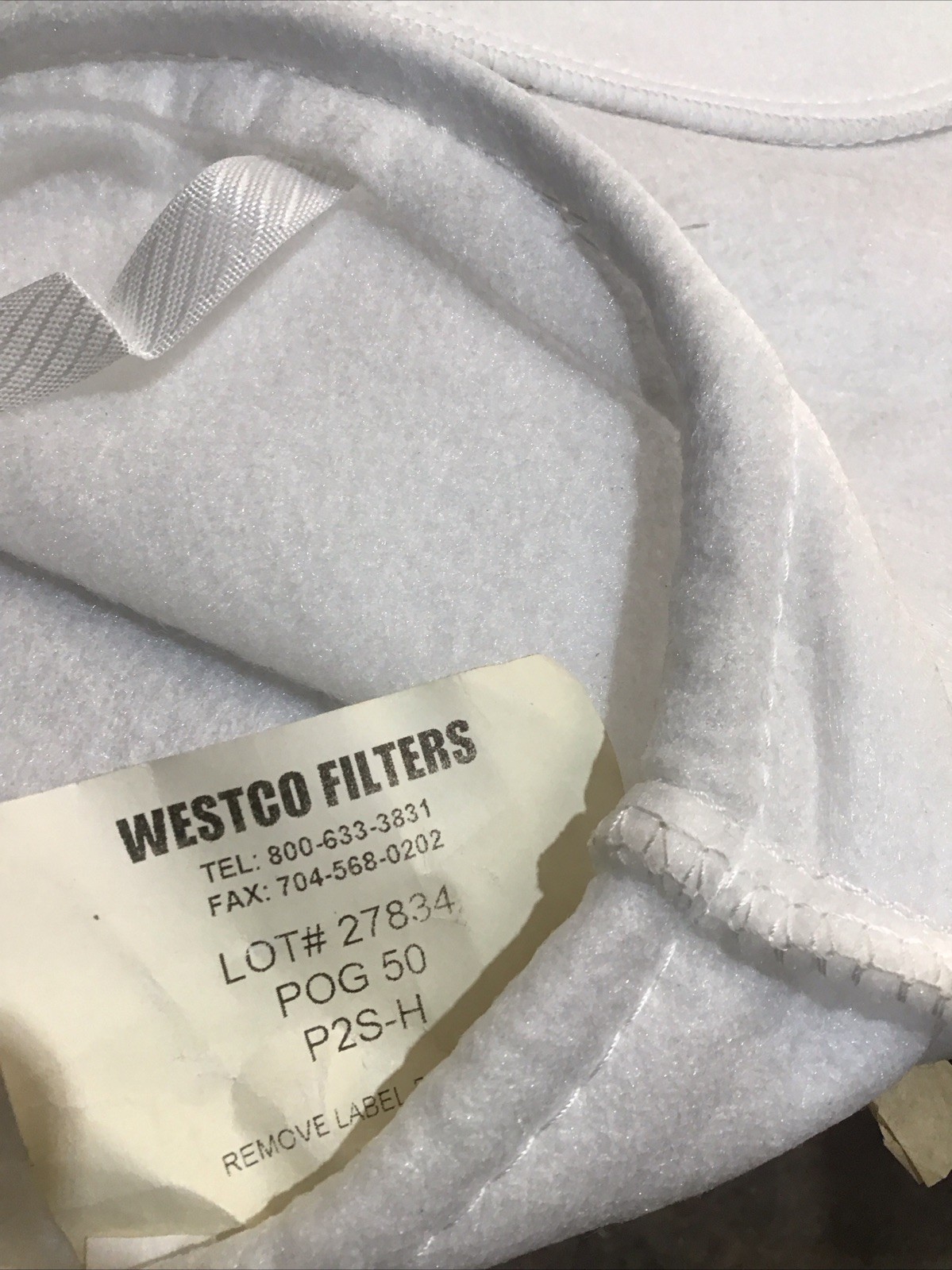 WestCo Box/25 POG 50 P2S-H Filter Bag, 50 micron 6.5” x 29” polypropylene felt