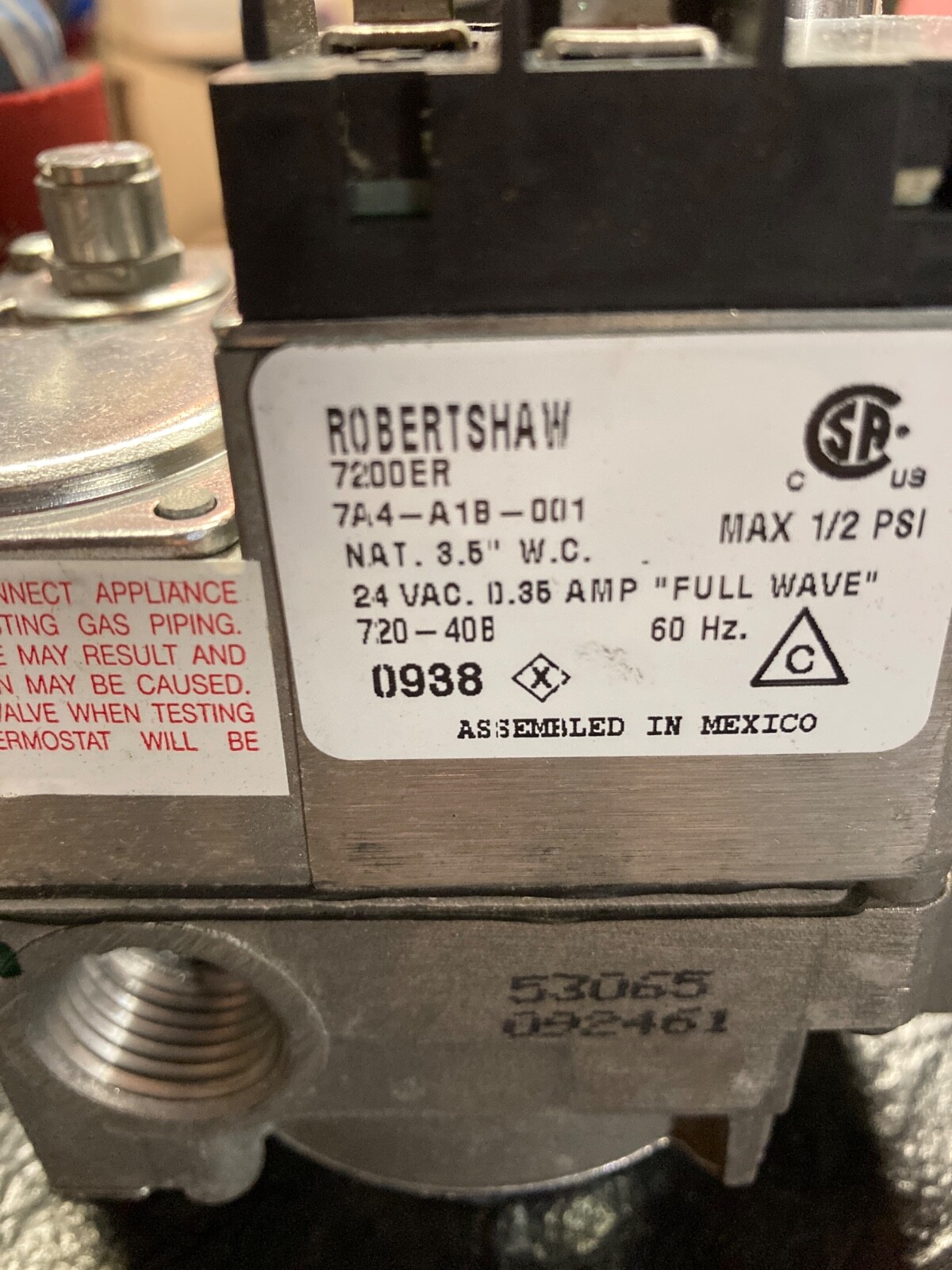Robertshaw 720-402 Dual Valve Uni-Kit 24V Model 7200ER 7R4-R1B-001 L37-541