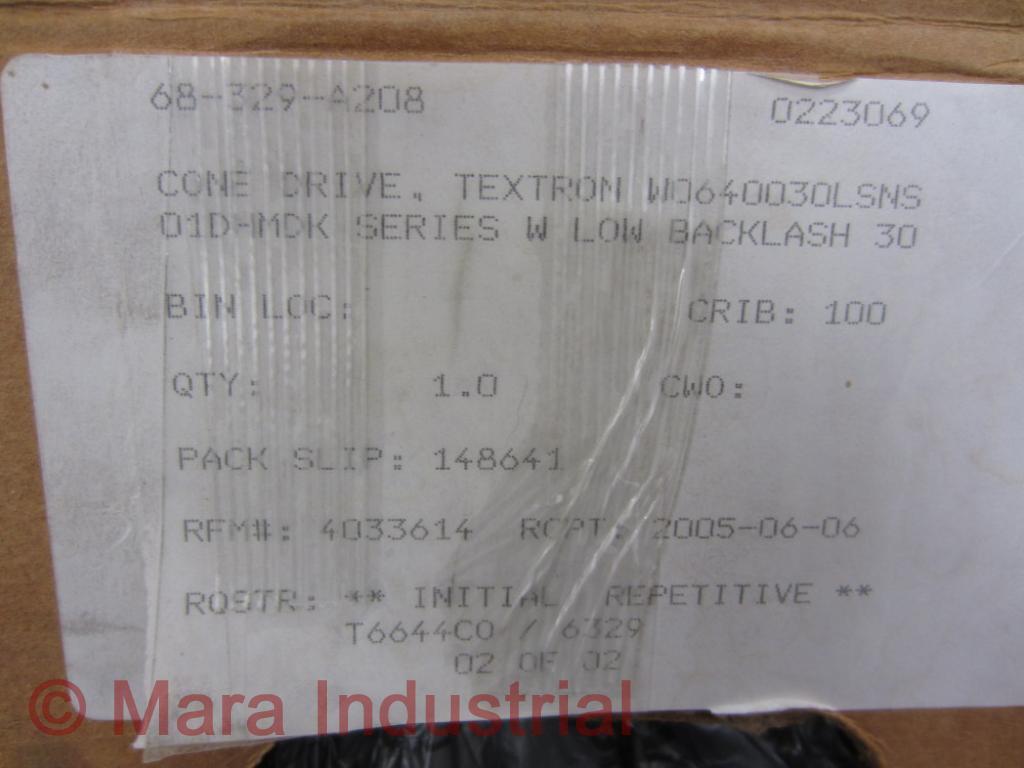 Textron W0640030LSNS01DHMDK Cone Drive Series W
