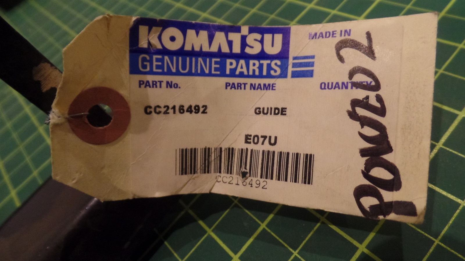 GENUINE KOMATSU PARTS STEEL UPPER GUIDE ASSEMBLY CC216492, 216492, N.O.S