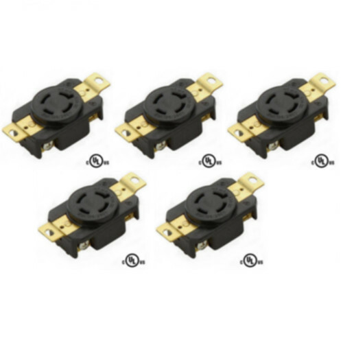 Grounding Locking Receptacle, 20A 125/250V AC, NEMA L14-20 (Pack of 5)