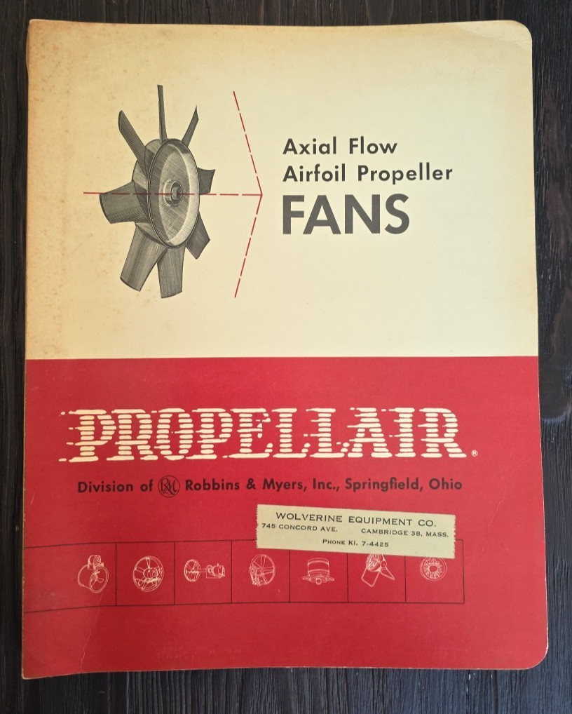 C. 1960s Robbins & Myers Inc Propellair Axial Fans Sales Bulletin Catalog