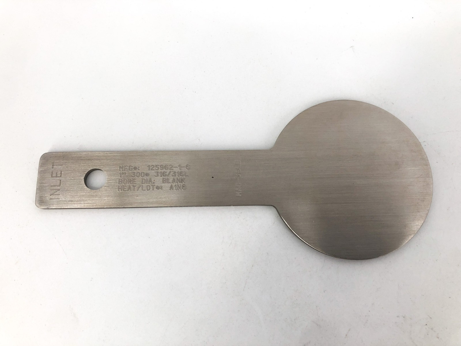 New Mac-Weld 125962-1-6 Orifice Plate Paddle 1″ 300# 316/316L Blank Bore No Box