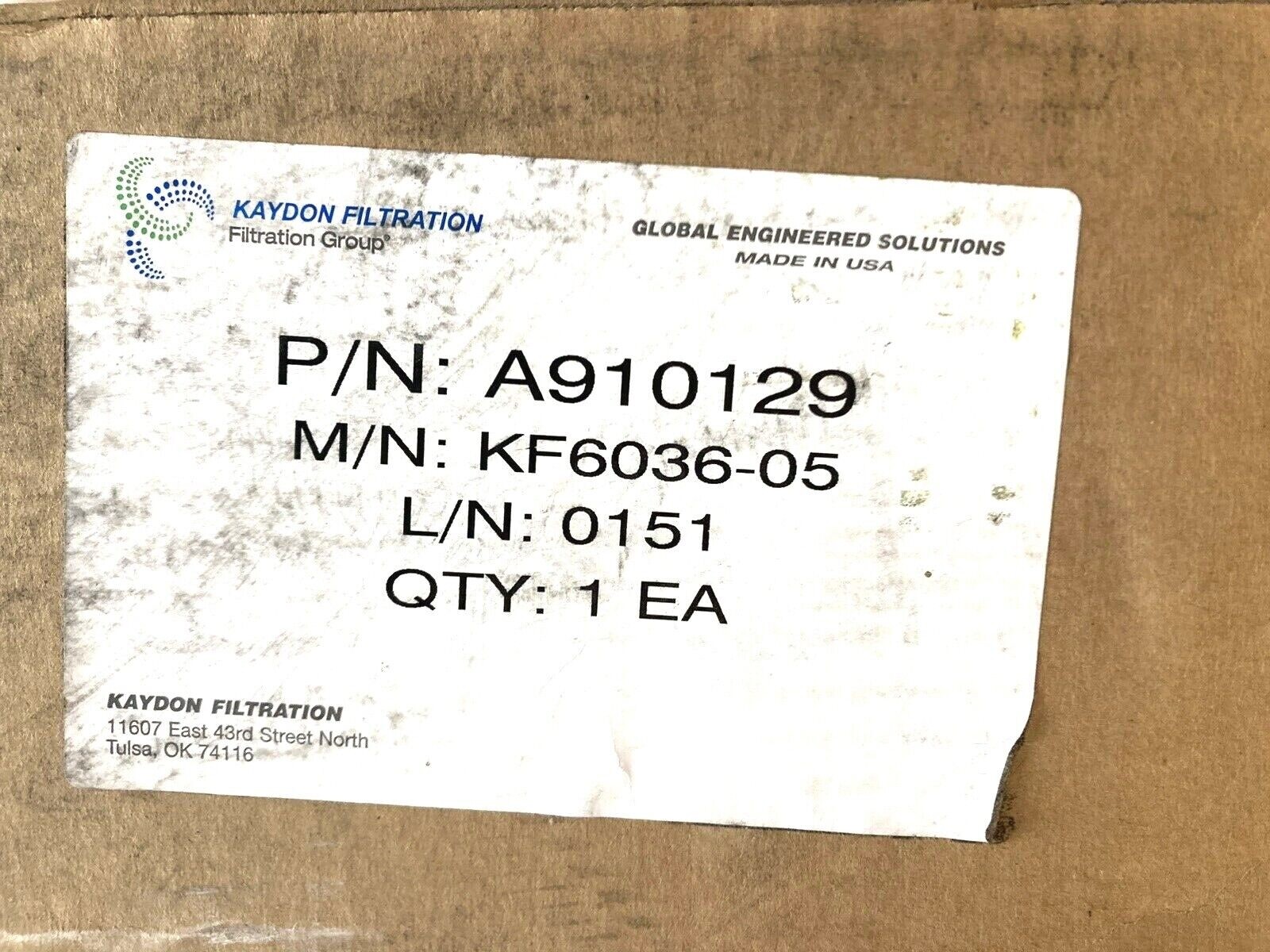 New Genuine Kaydon A910129 Replacement Filter