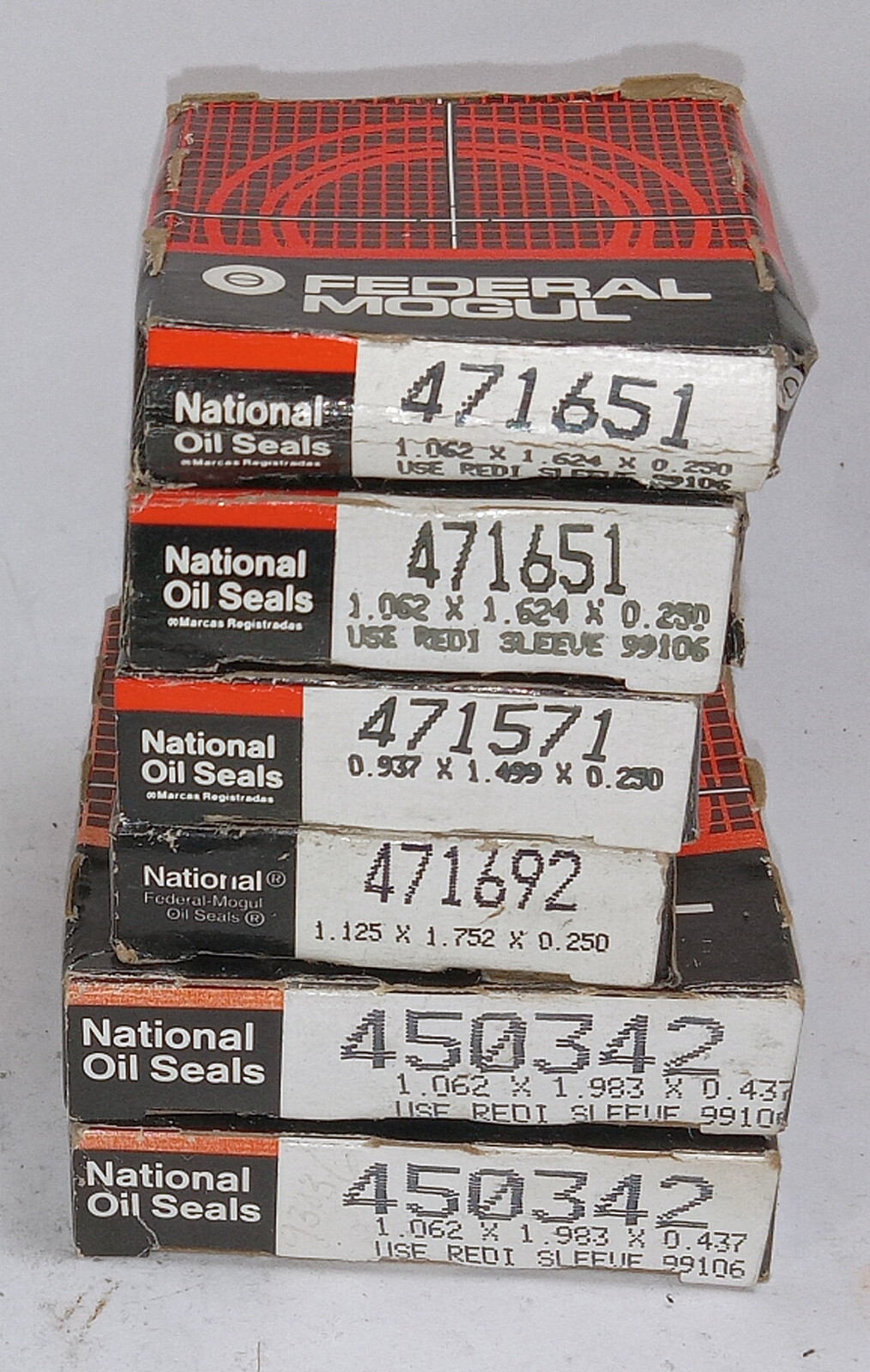 6 NEW NATIONAL (2) 450342 (2) 471651 471571 471692 OIL SEALS NIB **MAKE OFFER**