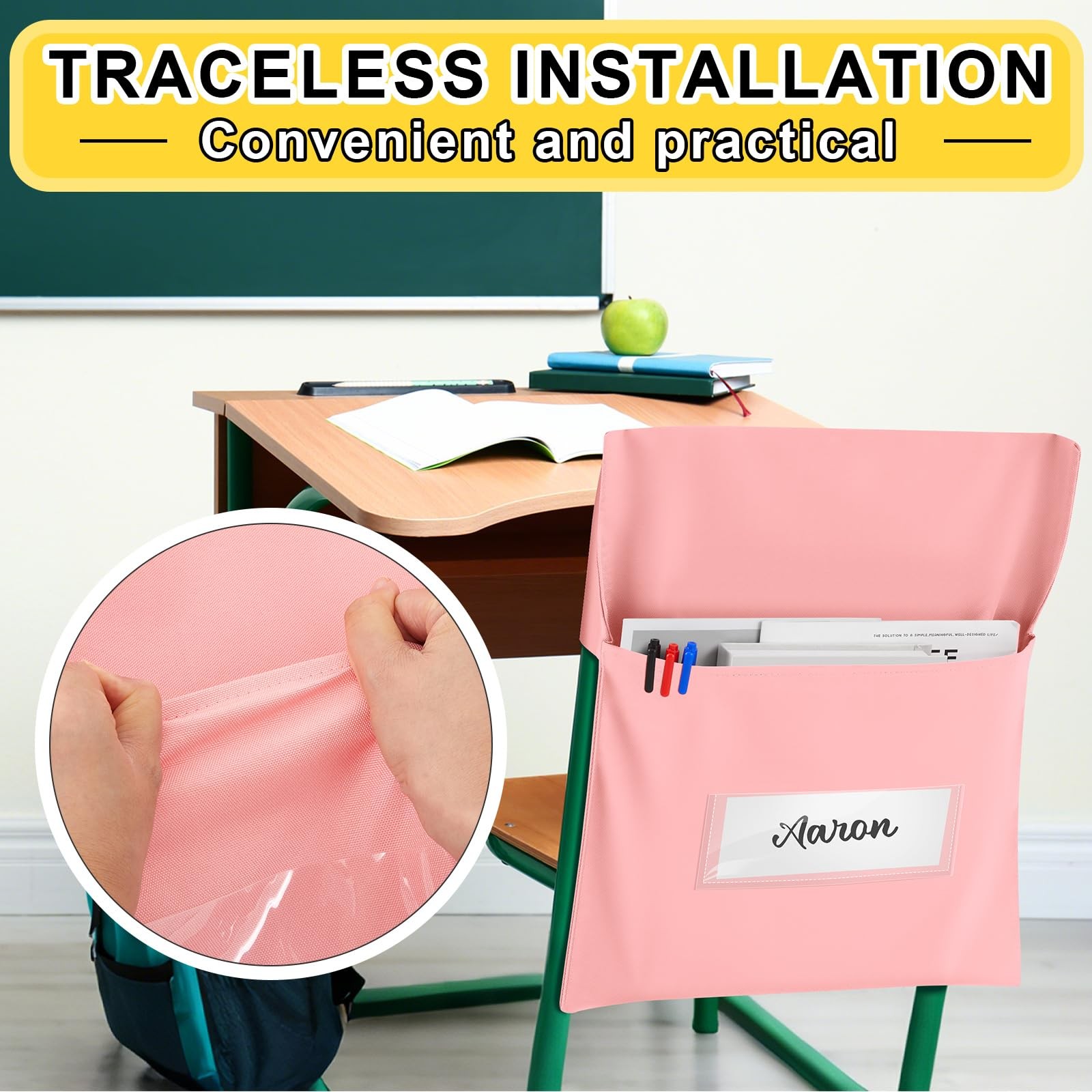 Yeyeplum 24 Pcs Chair Pockets for Classroom Chairback 14 x 18 inches, Pastel