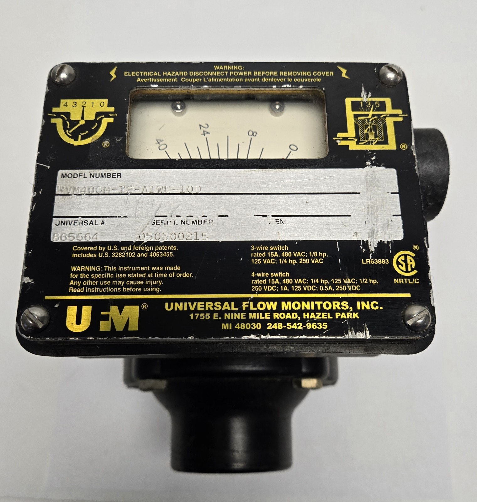 UFM UNIVERSAL FLOW MONITOR WVM40GM-12-A1WU-10D.