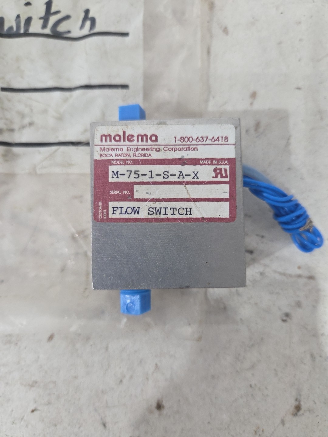Malema M-75-1-S-A-X Flow Switch