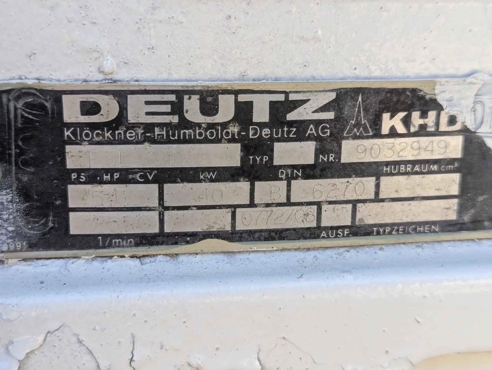 Deutz Diesel Model F3L912 Diesel Engine 3 CYLINDER 47 HP