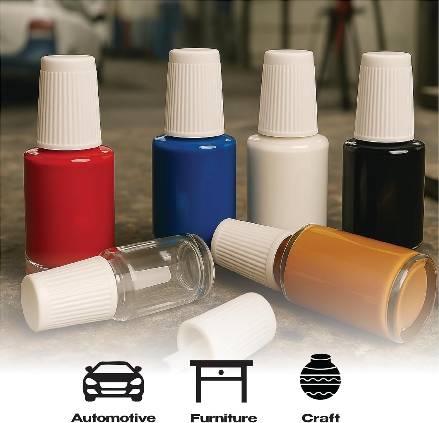 50 Pack 20ml Empty Brush Bottles with Mixing Ball, Paint Touch-Up Bottles