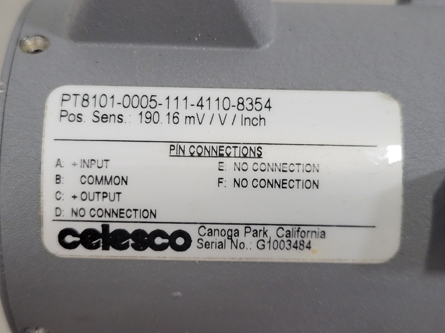 SURPLUS NEW CELESCO PT8101-0005-111-4110-8354 Position Transducer –