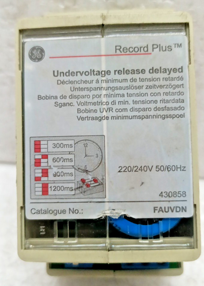 GE Record Plus FAUVDN Undervoltage Release Delayed 220/240V 50/60Hz 430858