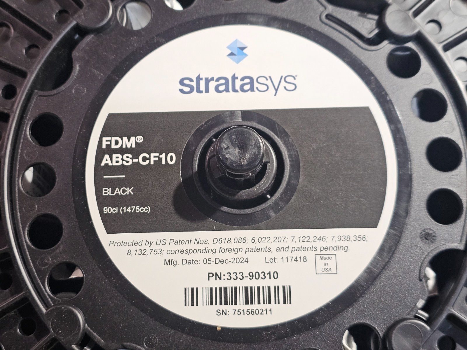 Stratasys 333-90310 Replacement 90 Cubic Inches Spool of FDM ABS-CF10 Black