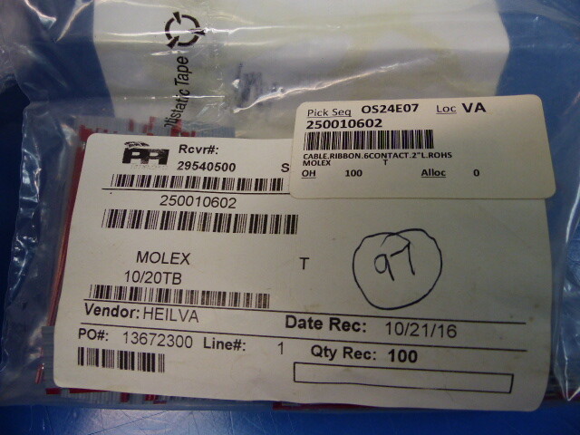 Molex 25001-0602 Qty of 20 per Lot 6 Position Ribbon Cable 0.100″ (2.54mm) 2.25