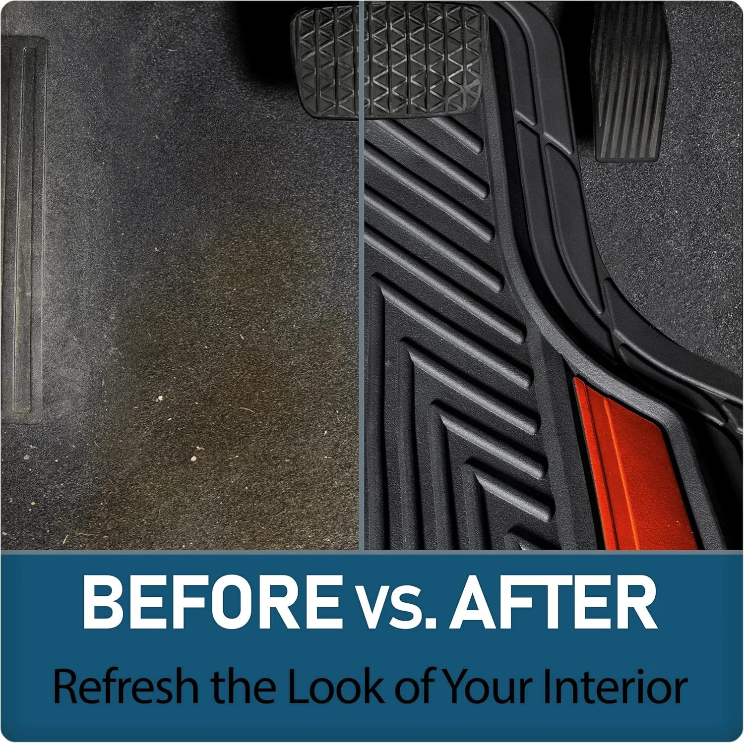 Custom Accessories 4-Piece Anodized Sport Floor Mats, All-Weather Mats for Cars,