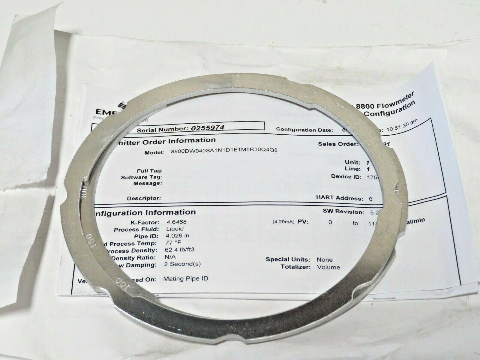 4″ Rosemount 8800DW040SA1N1D1E1M5R30Q4Q8 CL150 Wafer Vortex Flowmeter NEW 2013