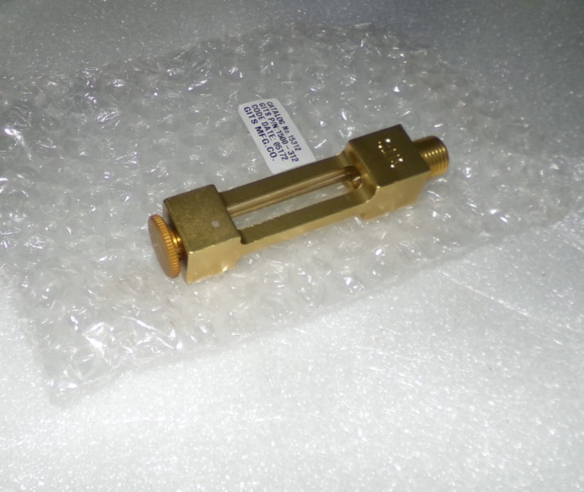 Gits 15312 Liquid Level Gauge Aluminum Gold Anodize Glass 1/4-18 Thread NEW