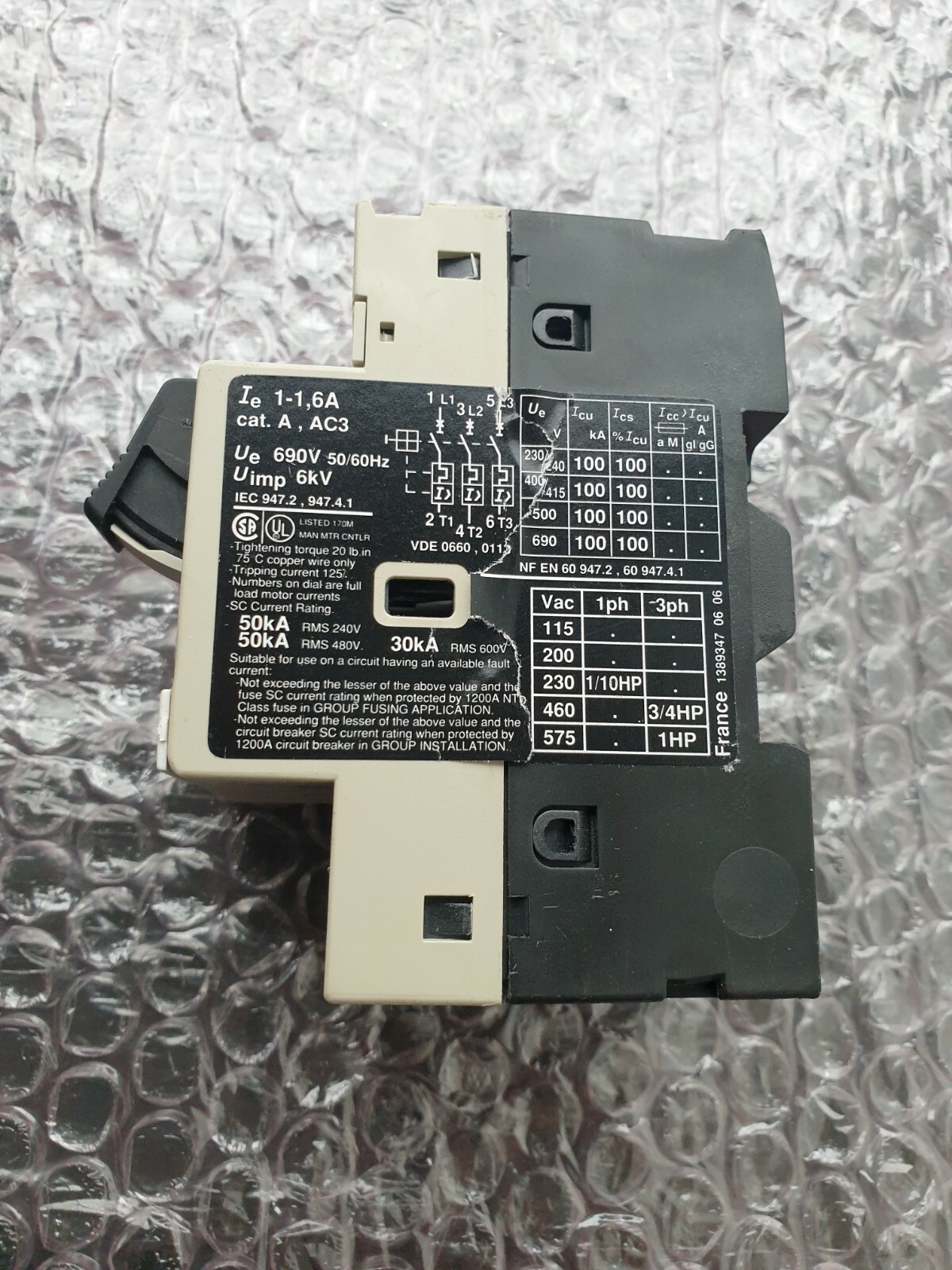 TELEMECANIQUE GV2M06 MOTOR STARTER (R1S3.8B4)
