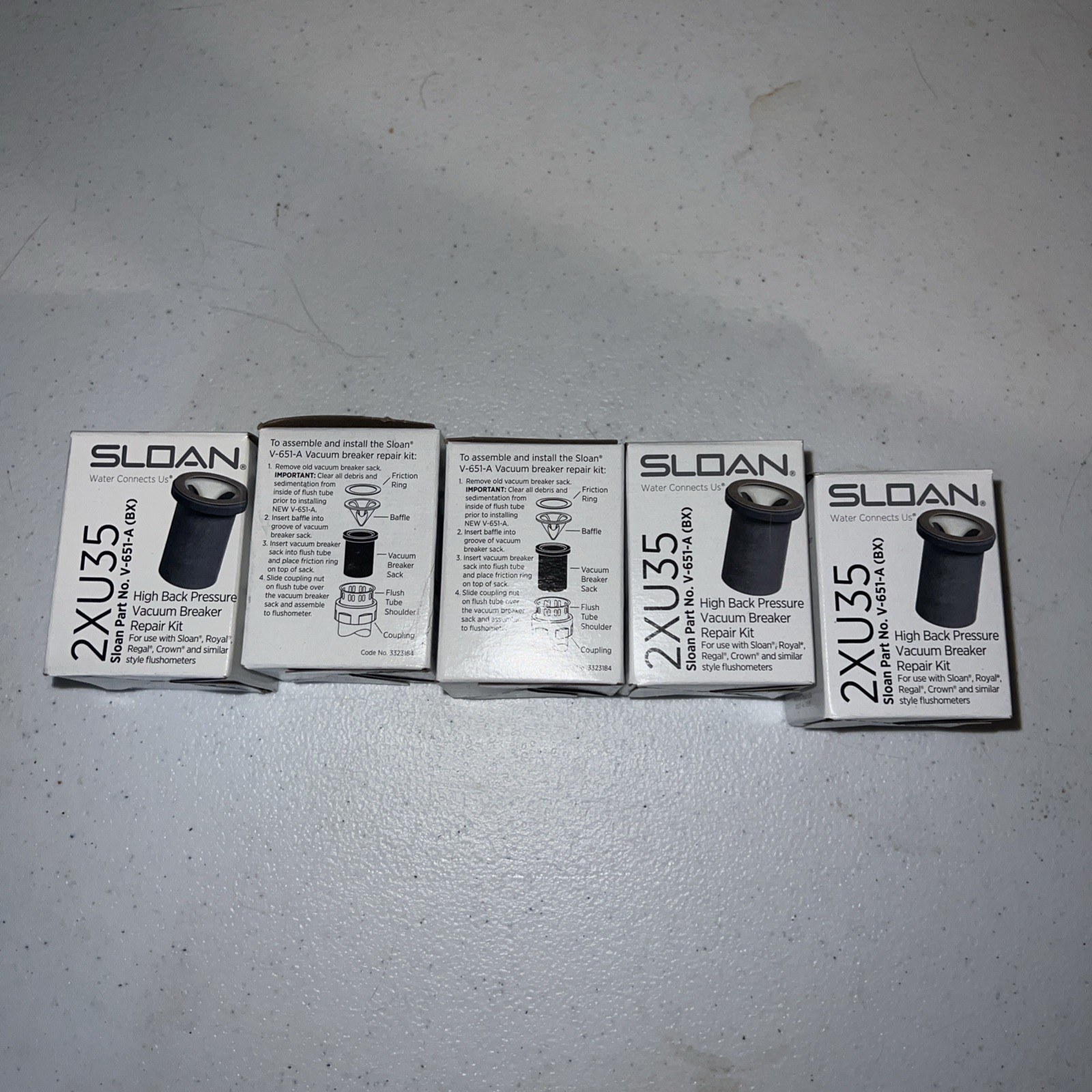 NEW Sloan 2XU35 High Back Pressure Vacuum Breaker Repair Kit, Set Of 5