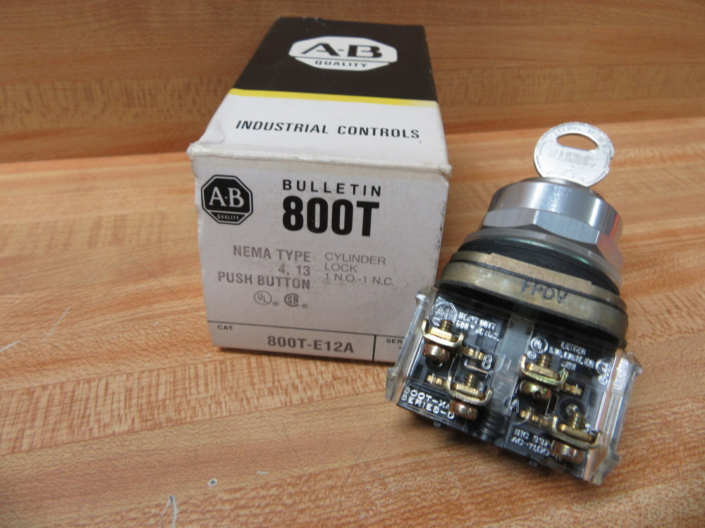 Allen Bradley 800T-E12A Push Button Switch Standard Cylinder Lock