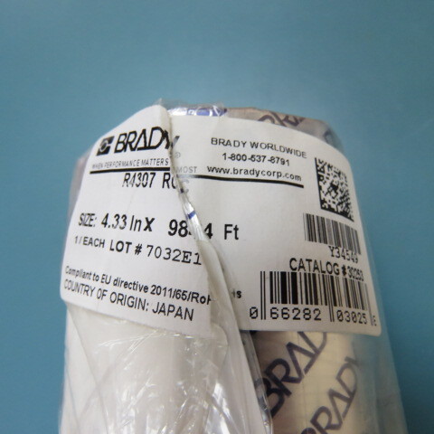 BRADY R4307 Qty of 1 per Lot R4300 PRINTER RIBBON 1″ CORE BK -Wax/Resin Ribbon,
