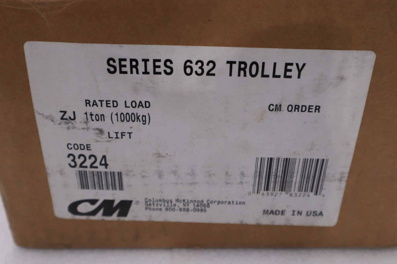 CM 3224 BALL BEARING TROLLEY 1 TON 2-5/8″ TO 5-1/16″ FLANGE WIDTH – STOCK GF452