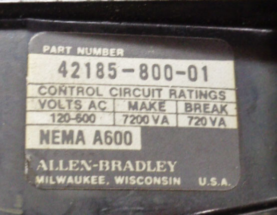 ALLEN BRADLEY 505-BOD /C STARTER 505-B0D W/ CB236 42185-800-01 W/ 2 – 595-AB /B