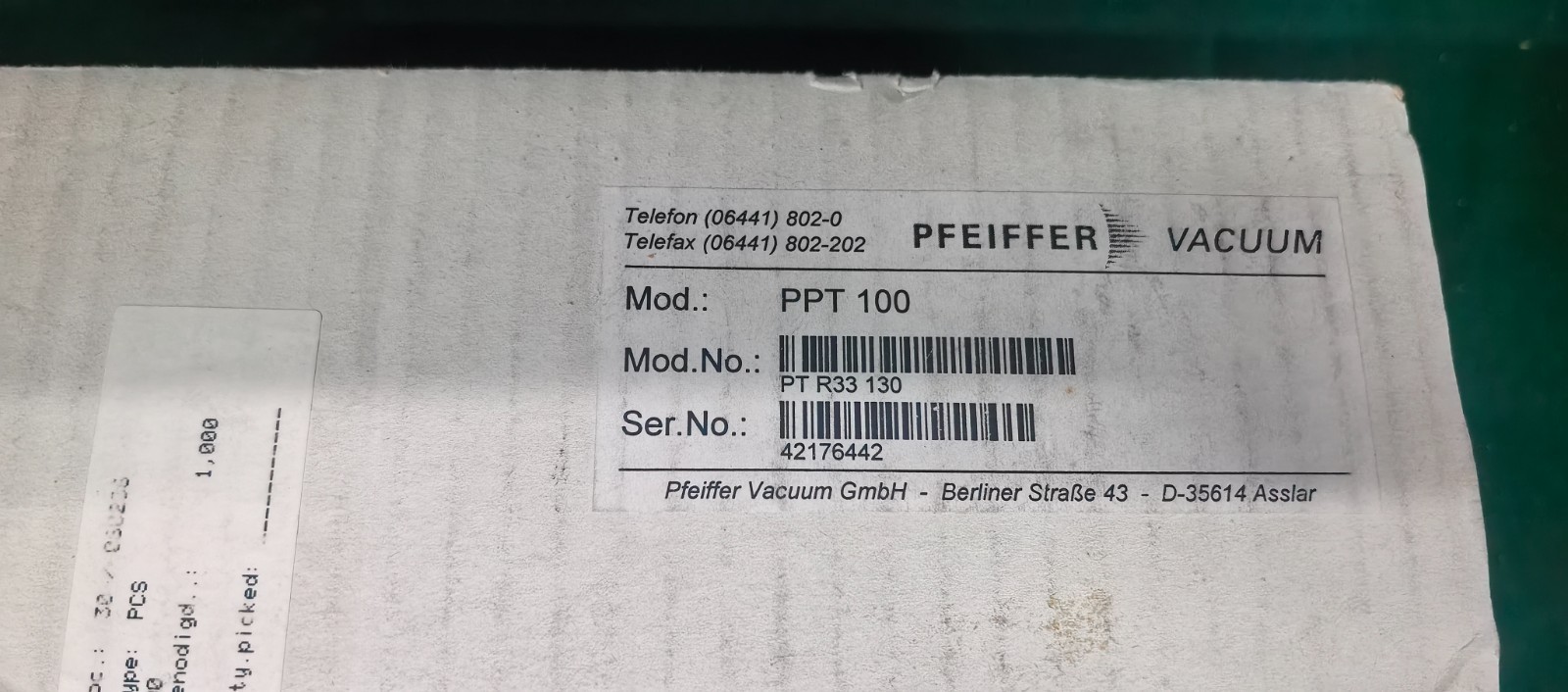 PFEIFFER PPT100 VACUUM GAUGE, PTR33130