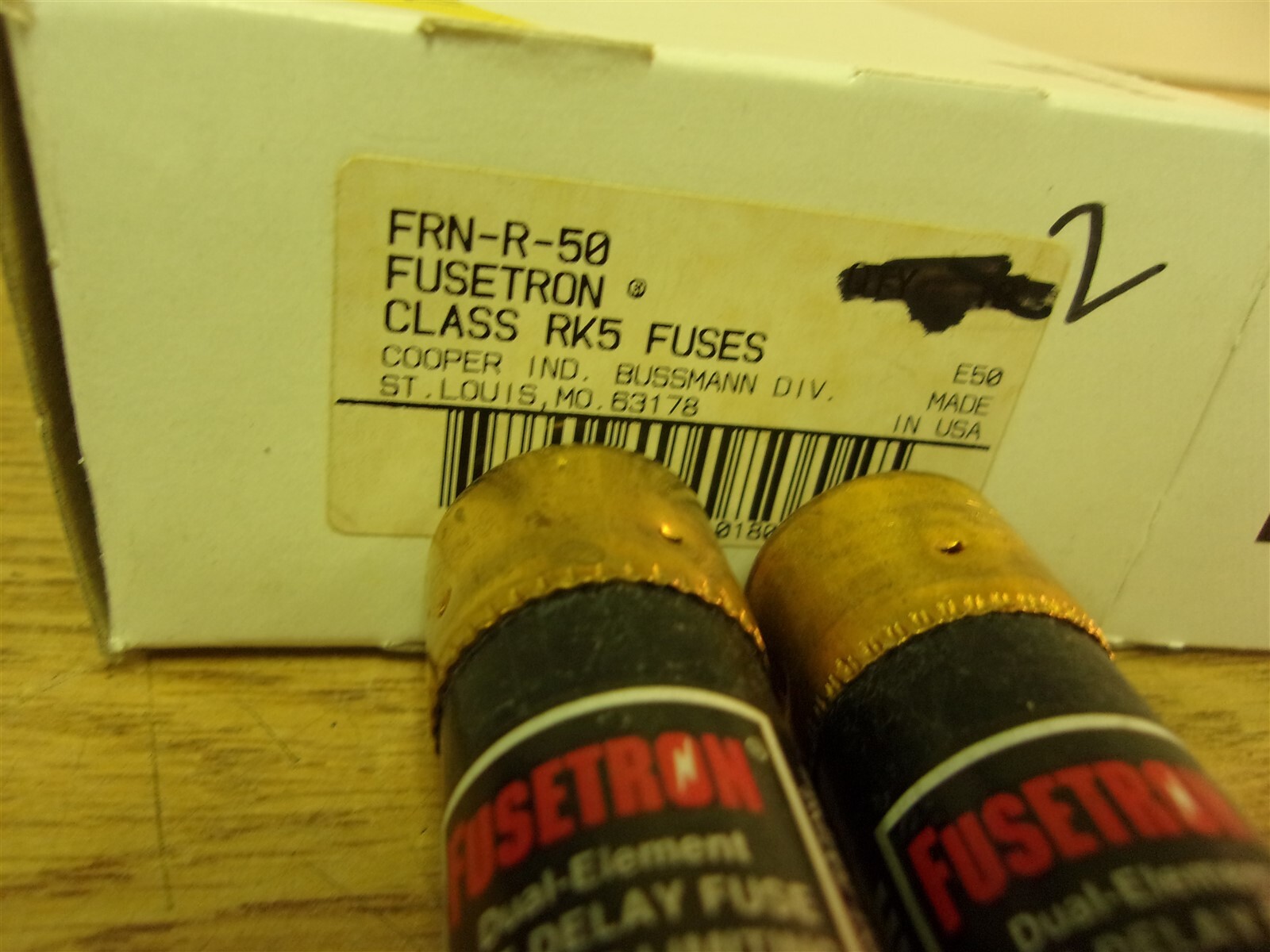 NEW Buss FRN-R-50 Fusetron Class RK5 Fuses, Lot of 2 *FREE SHIPPING*