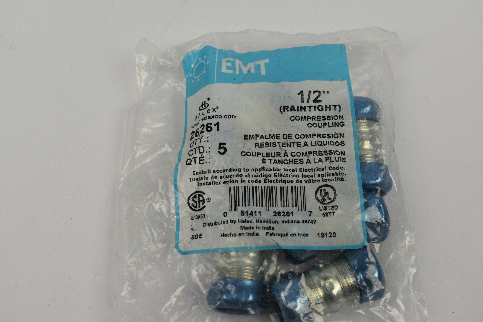 pk 5 HALEX 1/2″ RAINTIGHT COMPRESSION COUPLINGS 26261