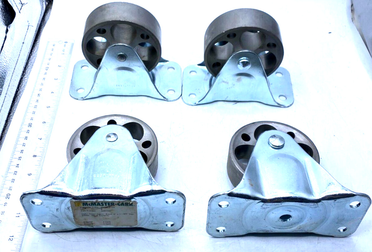 Faultless Lot of 4 Cart Smart Caster Rigid 4″x1-3/8″ Iron 450Lb Capacity 2407T27
