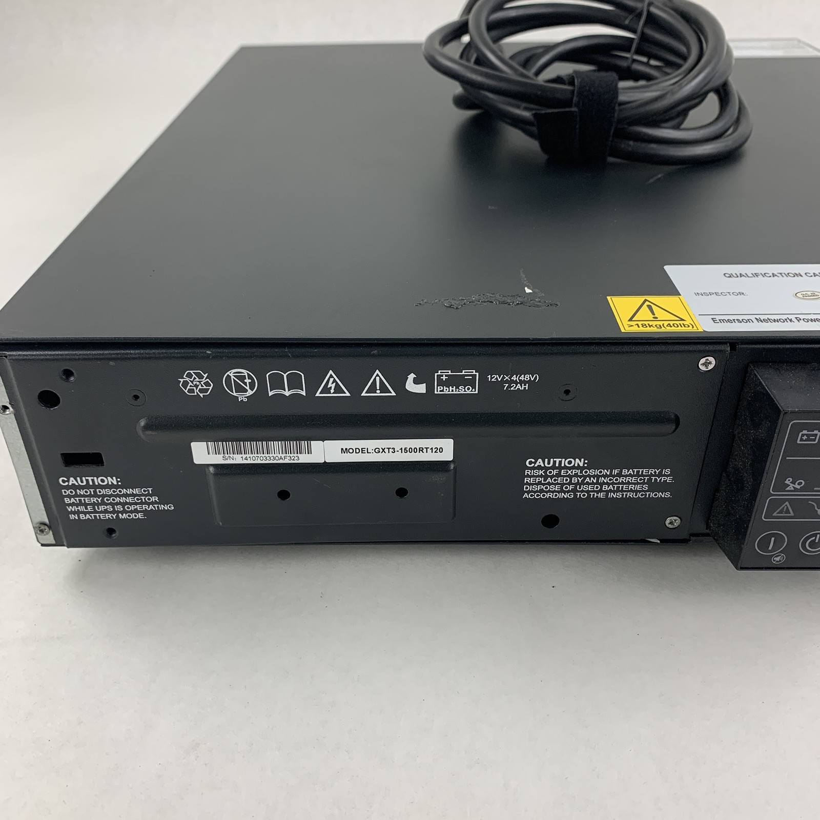Liebert Emerson GXT3-1500RT120 UPS System Tested No Batteries No Caddy