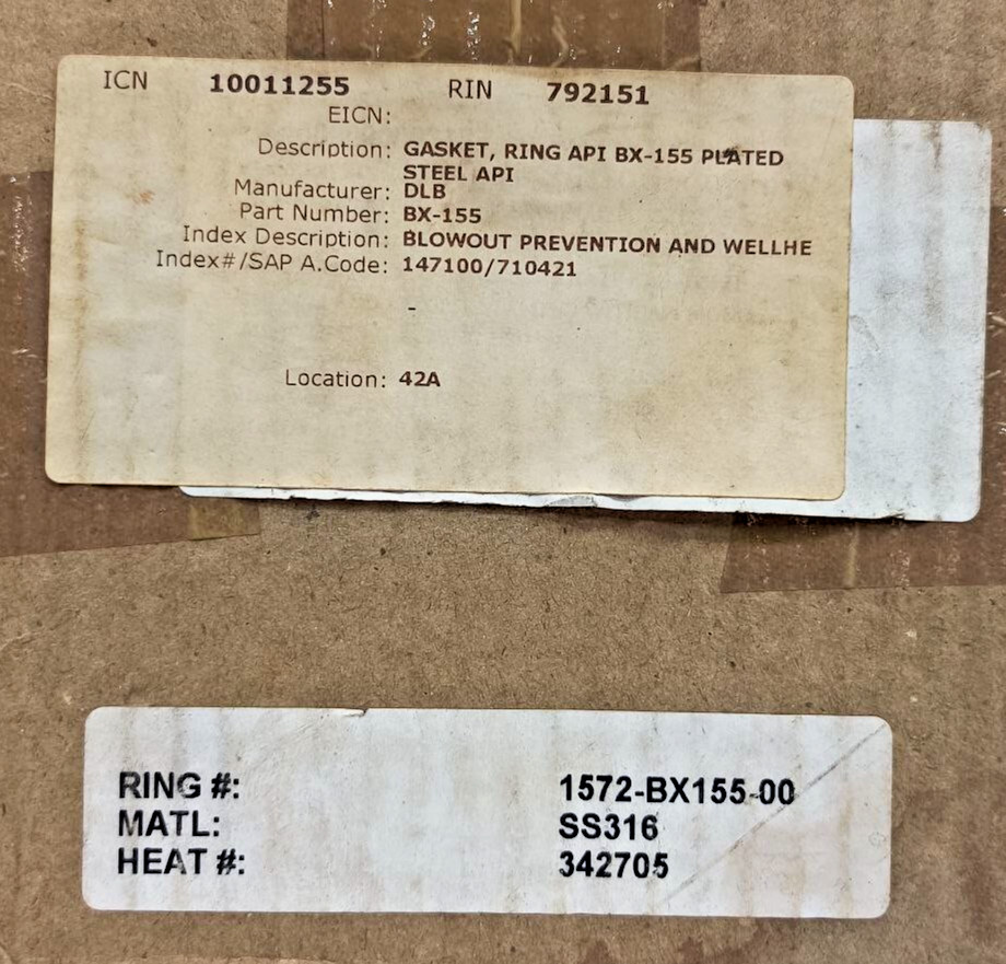 DLB BX-155 BLOWOUT PREVENTION AND WELLHE BX155S216-4 1572-BX155-0 GASKET RING