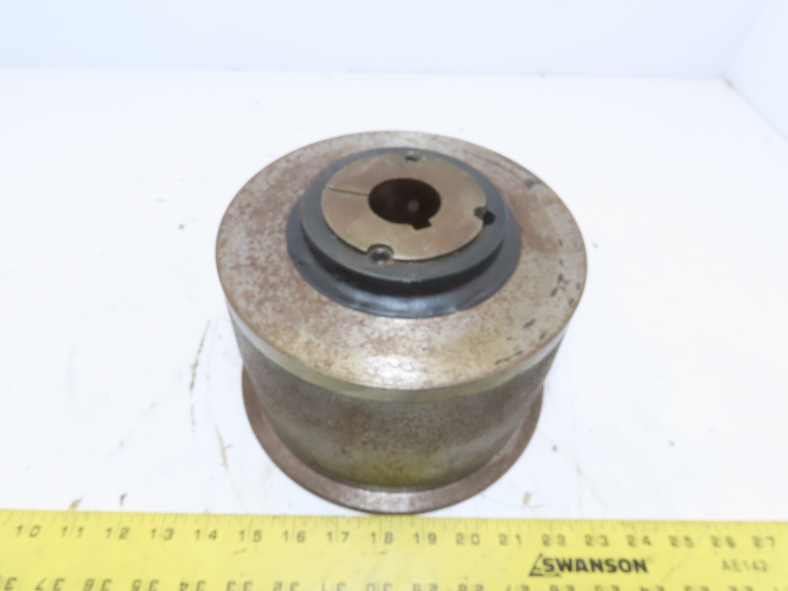 8″Dia5″Wide Knurled & Crowned Steel Flat Belt Pulley 2517Taper Bushed 1-1/2″Bore