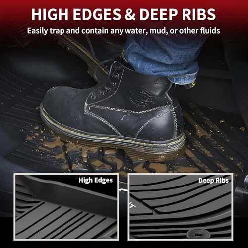 LASFIT Floor Mats for Toyota Tundra 2022-2025 2026 CrewMax Cab, All Weather.