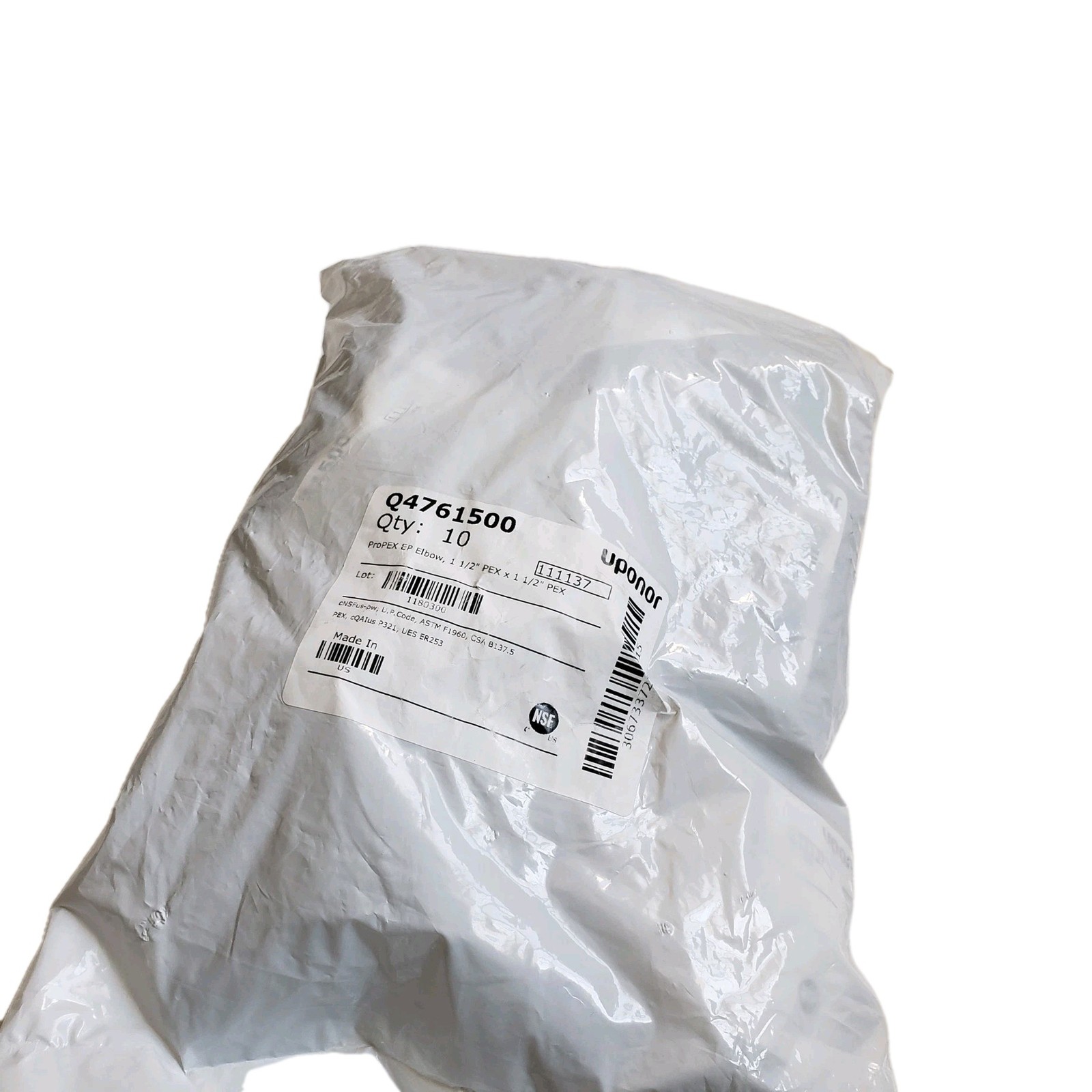 10-Pack Uponor 1-1/2″ PEX x 1-1/2″ PEX ProPex Elbows Q4761500 Poly