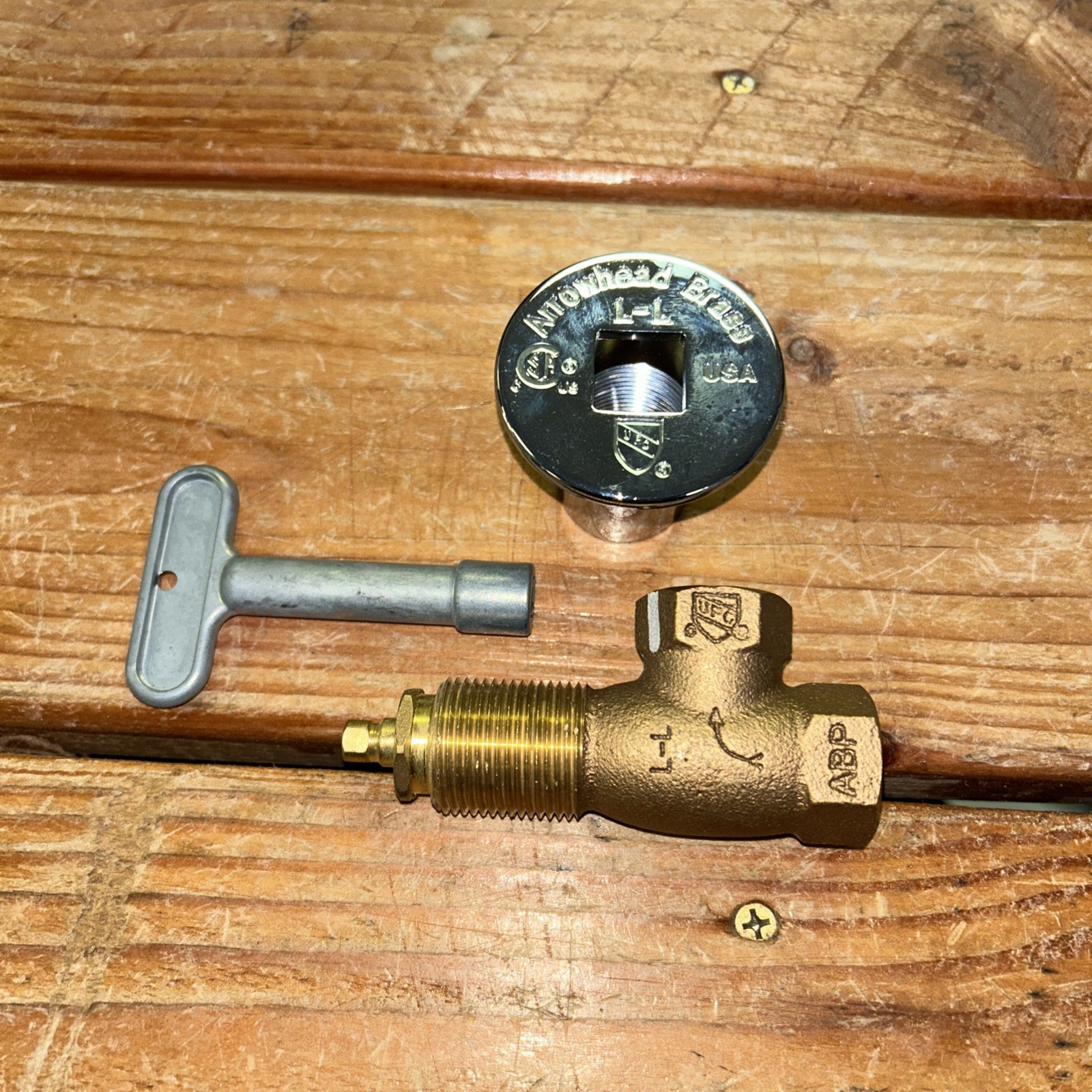 Arrowhead Brass 258 Straight Gas Log Lighter Valve with Chrome Flange and Key