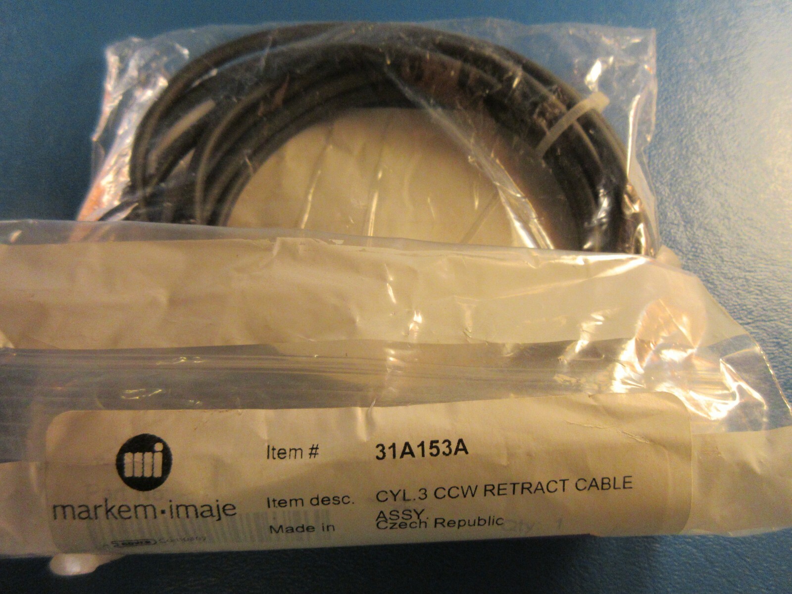 Markem Imaje 31A153A, 31A153A-C, CCW Retract Cable Assembly, 3 Pin