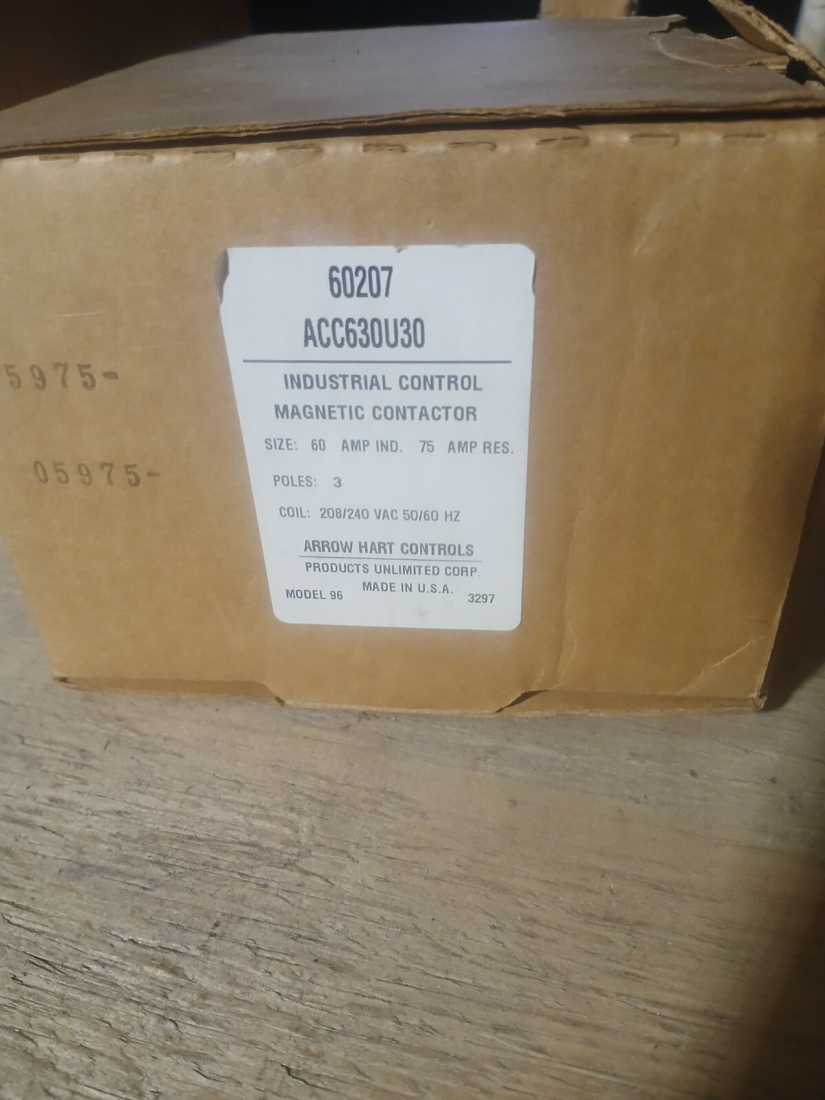 NEW ARROW HART, ACC630U30, Magnetic Contactor, 3ph, 60A, 208-240V. Coil Model 96